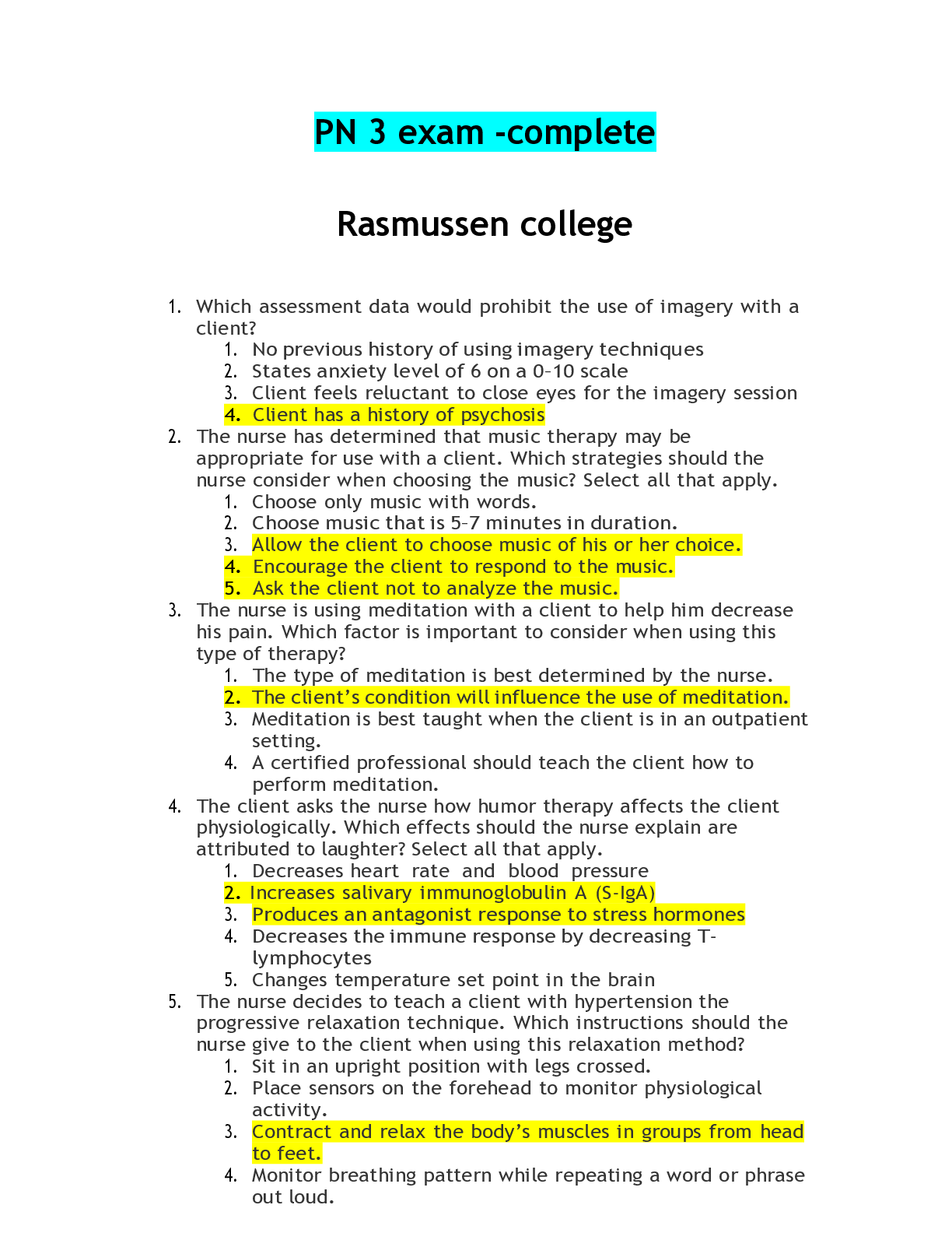 Preview image of PN 3 exam -complete document
